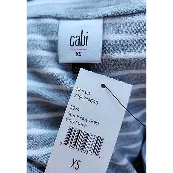 Cabi Stripe Stretch Knit Easy Midi Dress #5974 Gray stripe NWT New French Terry - Picture 6 of 7